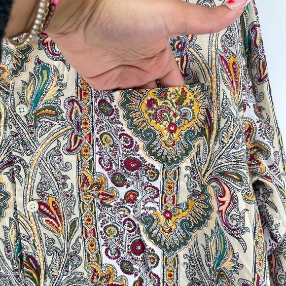 Express Precision Fit Men’s Multicolor Paisley Collared Button Front Shirt Large - Picture 8 of 12